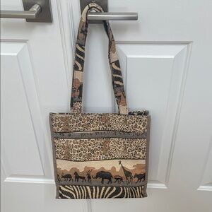 Vintage ACMAR JADE African Safari themed tapestry tote